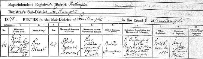 Rosa B Townsend Birth Certificate